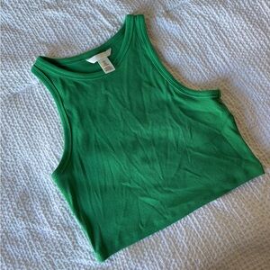 H&M Green Ribbed Basic Tank Top